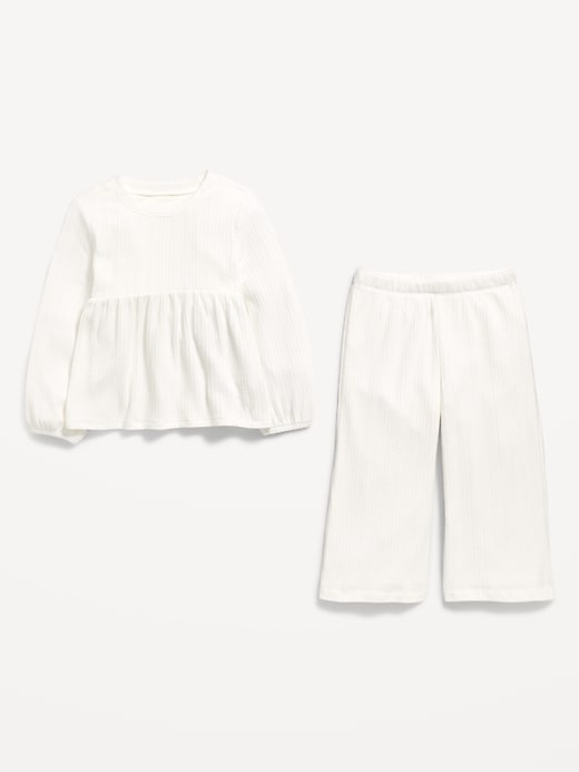 Image number 2 showing, Long-Sleeve Sweater-Knit Peplum Top and Pants Set for Toddler Girls