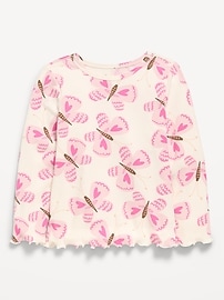 Image number 1 showing, Printed Long-Sleeve Ribbed Top for Toddler Girls