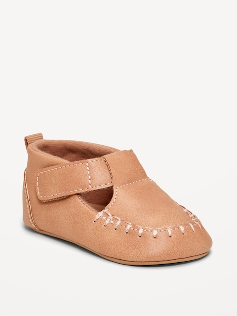 Faux-Leather Moccasin Shoes for Baby - Brown