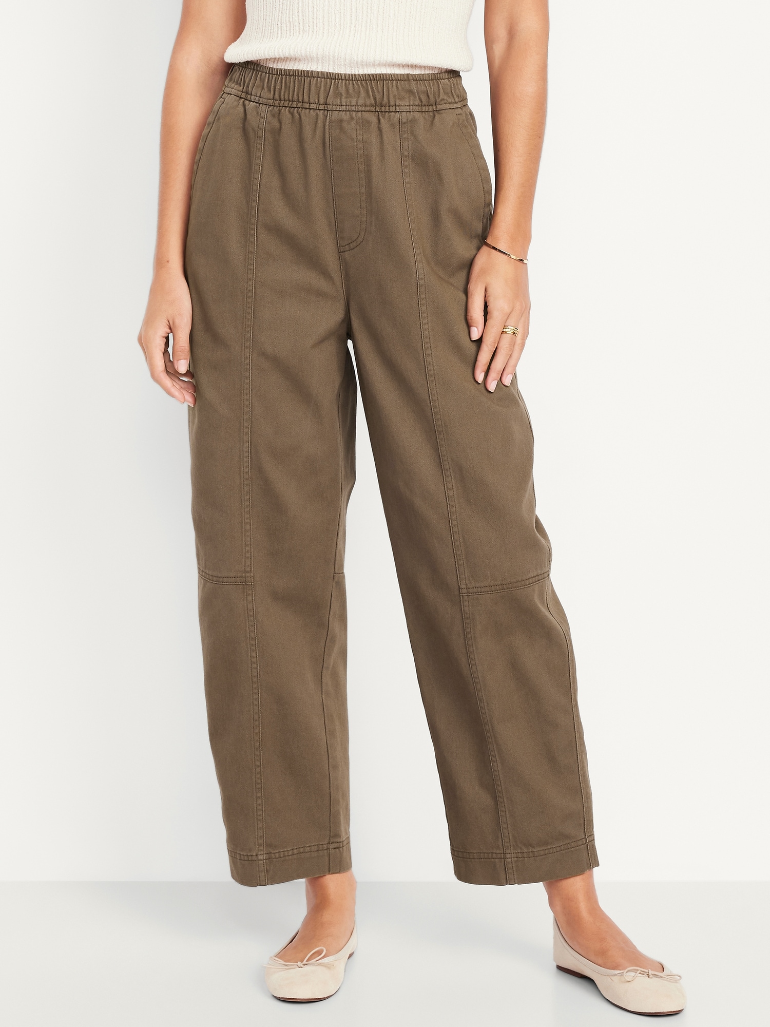 High-Waisted Barrel Ankle Pants