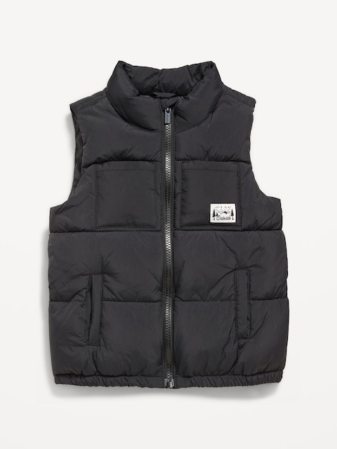 Pocket Puffer Vest for Toddler Boys - Black Jack