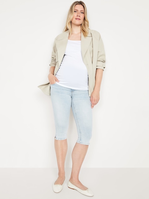 Maternity Rollover-Panel Rockstar Slim Capri Jeans - Reverie