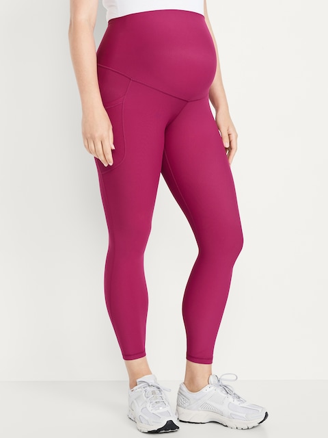 Maternity Full-Panel PowerSoft 7/8 Leggings - Magenta Lacquer