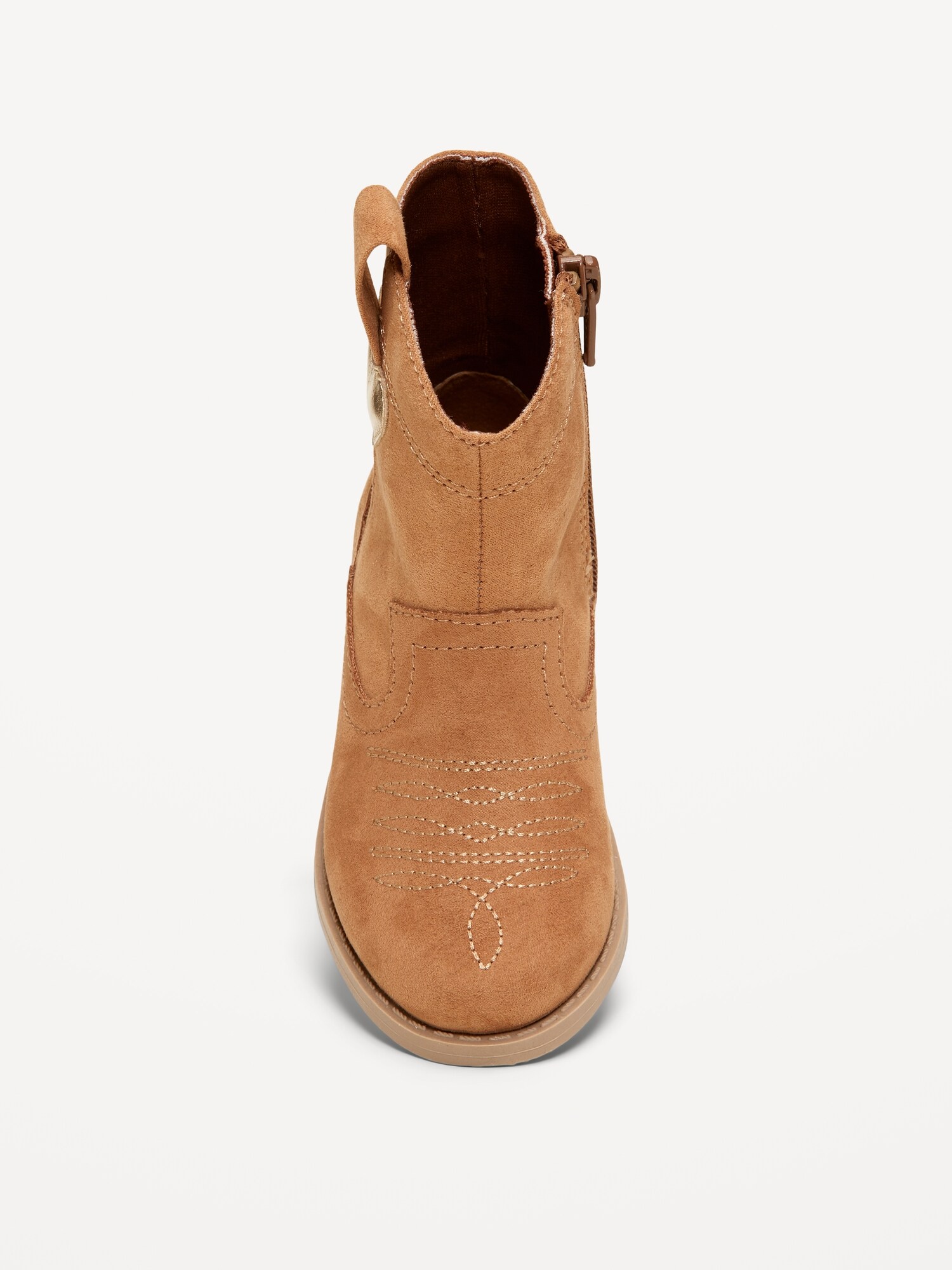 Ботинки Old Navy Faux-Suede Side-Zip Western Boots для девочек-малышей, цвет: Рыжевато-коричневый — фото 2