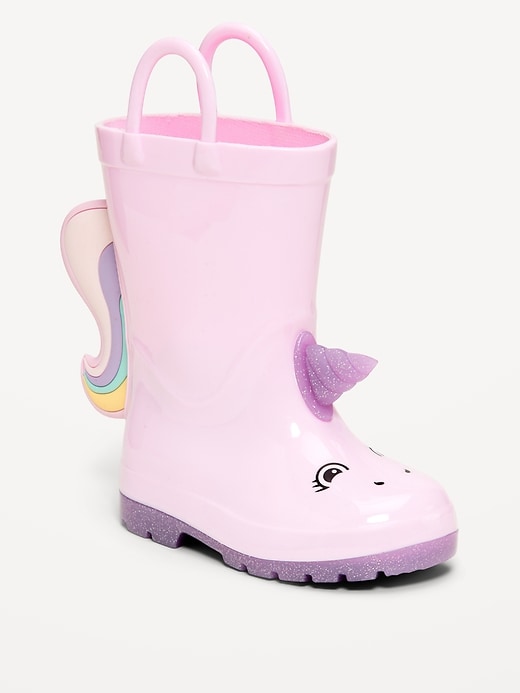 Image number 1 showing, Tall Unicorn-Graphic Rain Boots for Toddler Girls