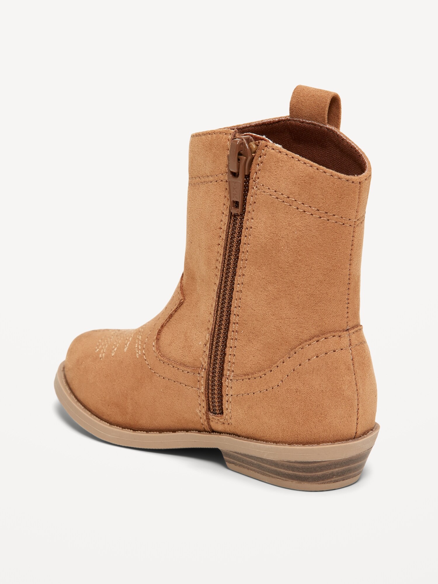 Ботинки Old Navy Faux-Suede Side-Zip Western Boots для девочек-малышей, цвет: Рыжевато-коричневый — фото 3