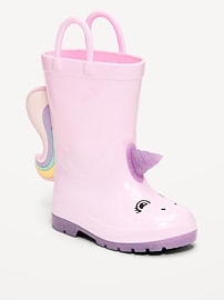 Image number 1 showing, Tall Unicorn-Graphic Rain Boots for Toddler Girls