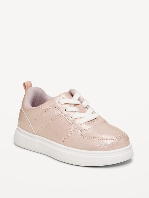 Image number 1 showing, Shiny Faux-Leather Sneakers for Toddler Girls