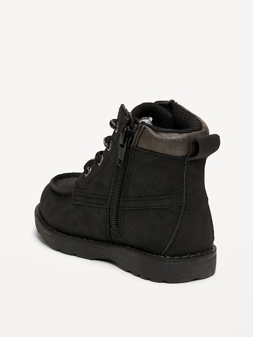 Image number 3 showing, Faux-Suede Side-Zip Lace-Up Boots for Toddler Boys