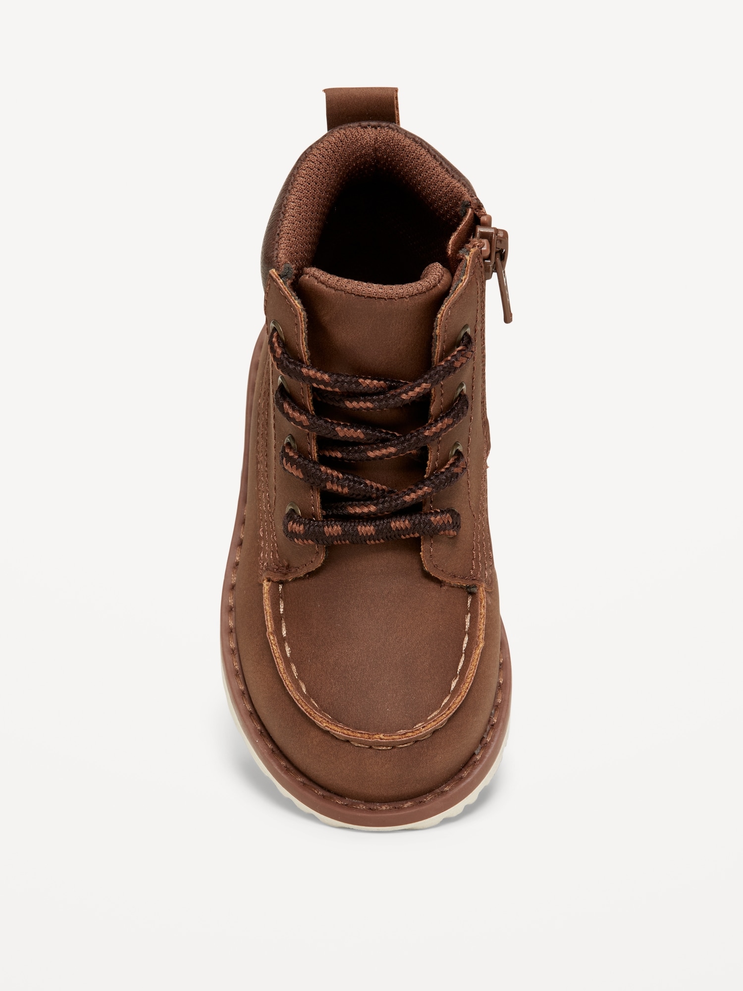 Faux-Suede Side-Zip Lace-Up Boots for Toddler Boys