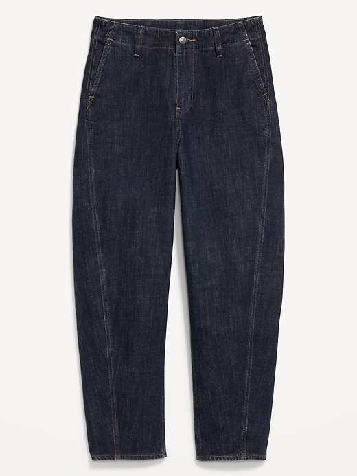 Image number 1 showing, High-Waisted Barrel Ankle Jeans
