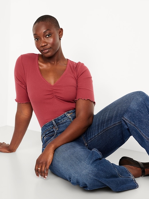 Image number 3 showing, Ruffle-Trim Ribbed Top