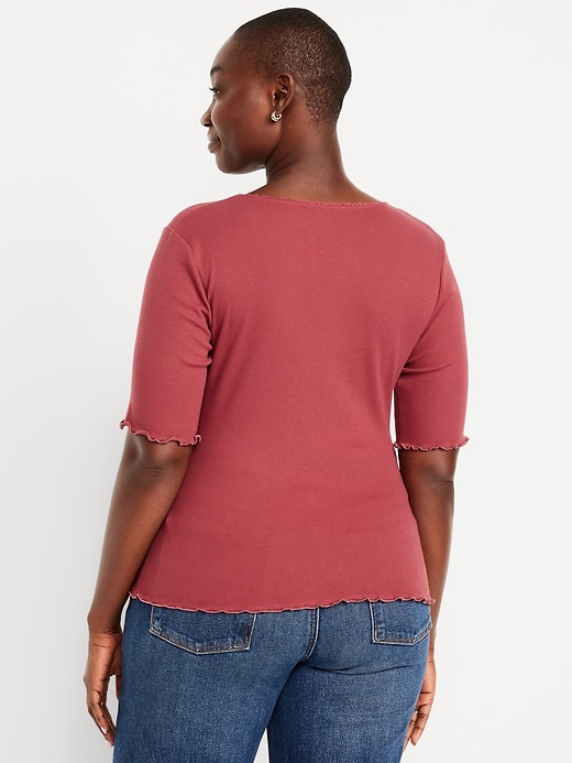 Image number 5 showing, Ruffle-Trim Ribbed Top