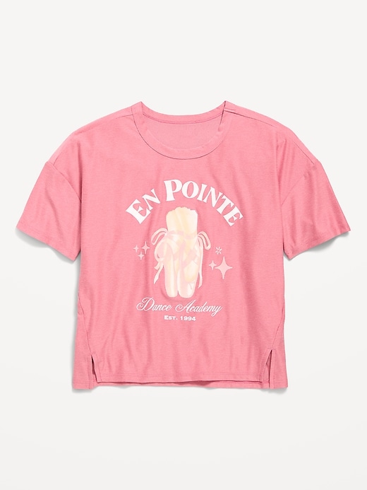 Image number 3 showing, CloudMotion Cropped Graphic Performance T-Shirt for Girls