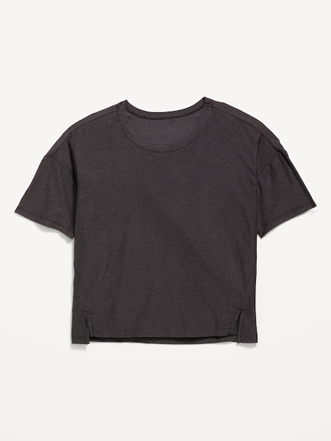 CloudMotion Cropped Graphic Performance T-Shirt for Girls - Black Jack