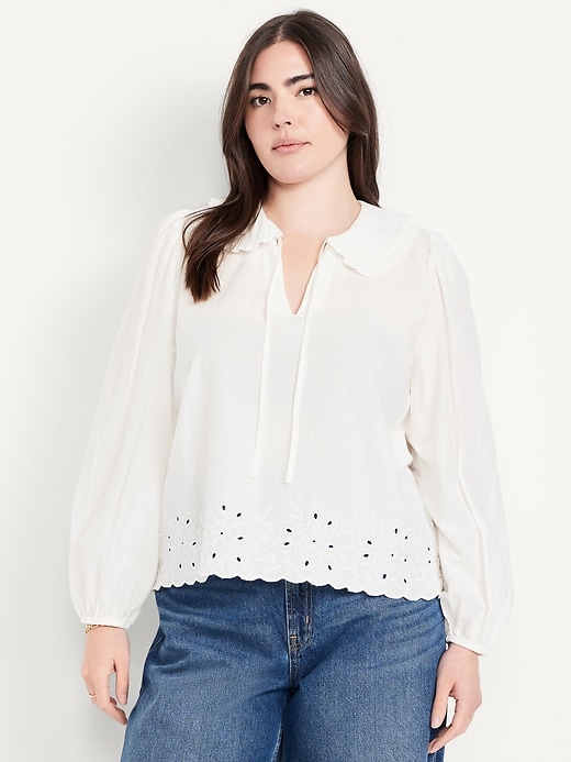 Image number 4 showing, Ruffle-Collar Cutwork Top