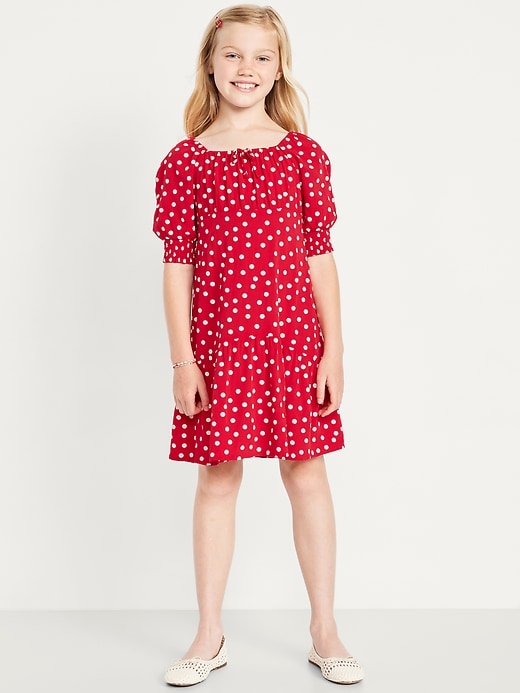 Image number 1 showing, Short-Sleeve Crinkle Crepe Swing Dress for Girls