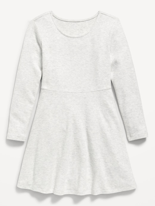 Image number 3 showing, Cozy Long-Sleeve Ribbed Fit and Flare Dress for Girls