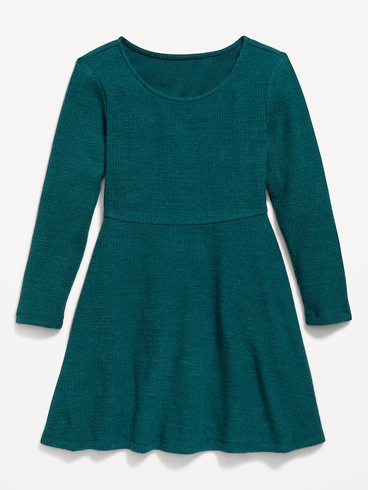 Image number 3 showing, Cozy Long-Sleeve Ribbed Fit and Flare Dress for Girls