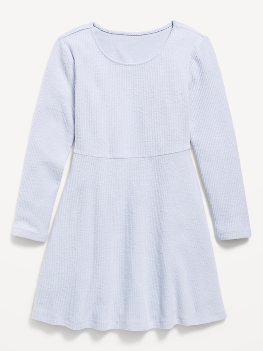 Image number 3 showing, Cozy Long-Sleeve Ribbed Fit and Flare Dress for Girls