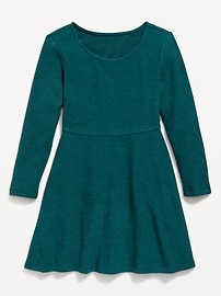 Image number 3 showing, Cozy Long-Sleeve Ribbed Fit and Flare Dress for Girls
