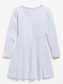 Image number 3 showing, Cozy Long-Sleeve Ribbed Fit and Flare Dress for Girls