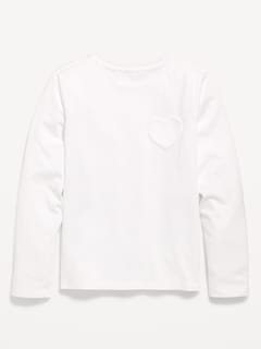 Softest Long-Sleeve Heart-Pocket T-Shirt for Girls