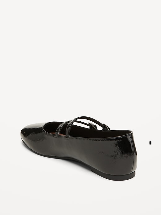 Image number 4 showing, Strappy Shiny Faux-Leather Ballet Flats for Girls