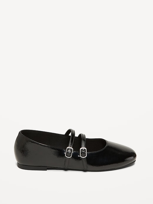Image number 3 showing, Strappy Shiny Faux-Leather Ballet Flats for Girls