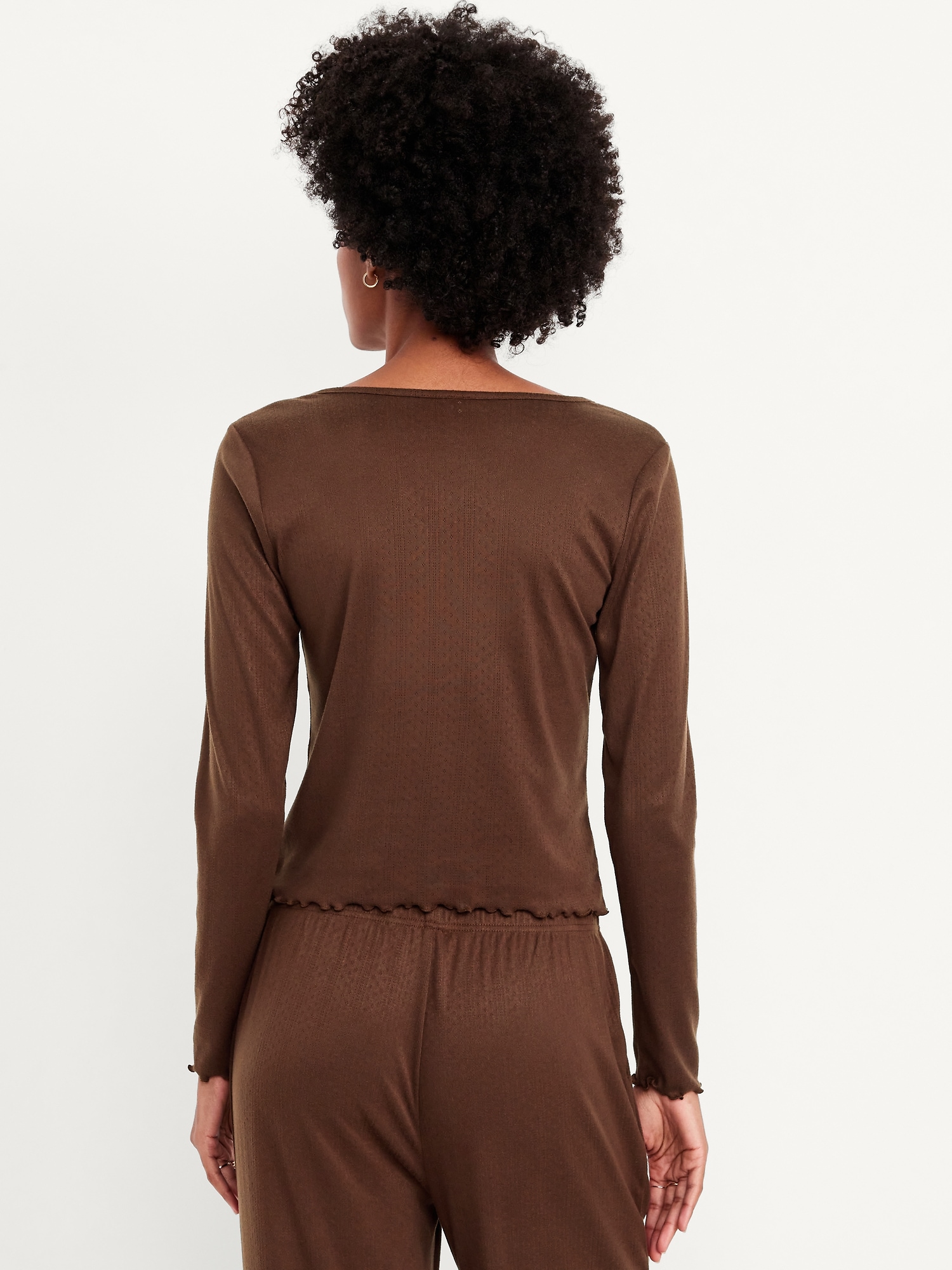 Cozy Lettuce-Edge Pajama Top