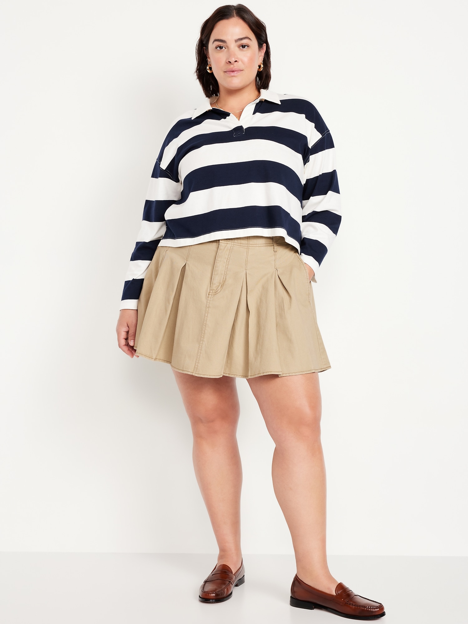 High-Waisted Pleated Mini Skirt