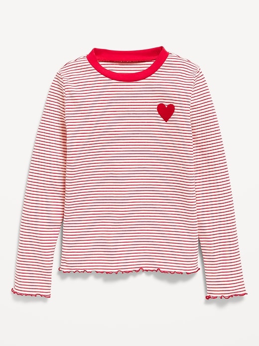 Image number 1 showing, Printed Long-Sleeve Fitted Ringer Top for Girls