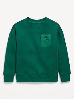 Oversized Quilted Utility Pocket Sweatshirt for Boys