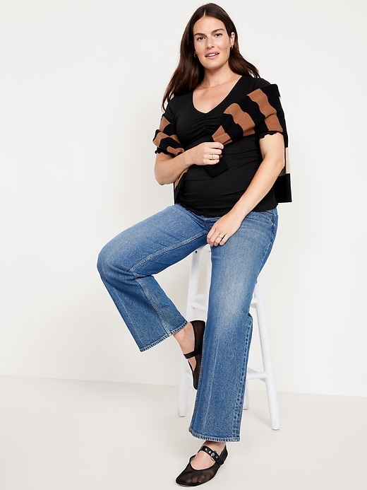 Image number 3 showing, Maternity V-Neck Elbow-Sleeve Top