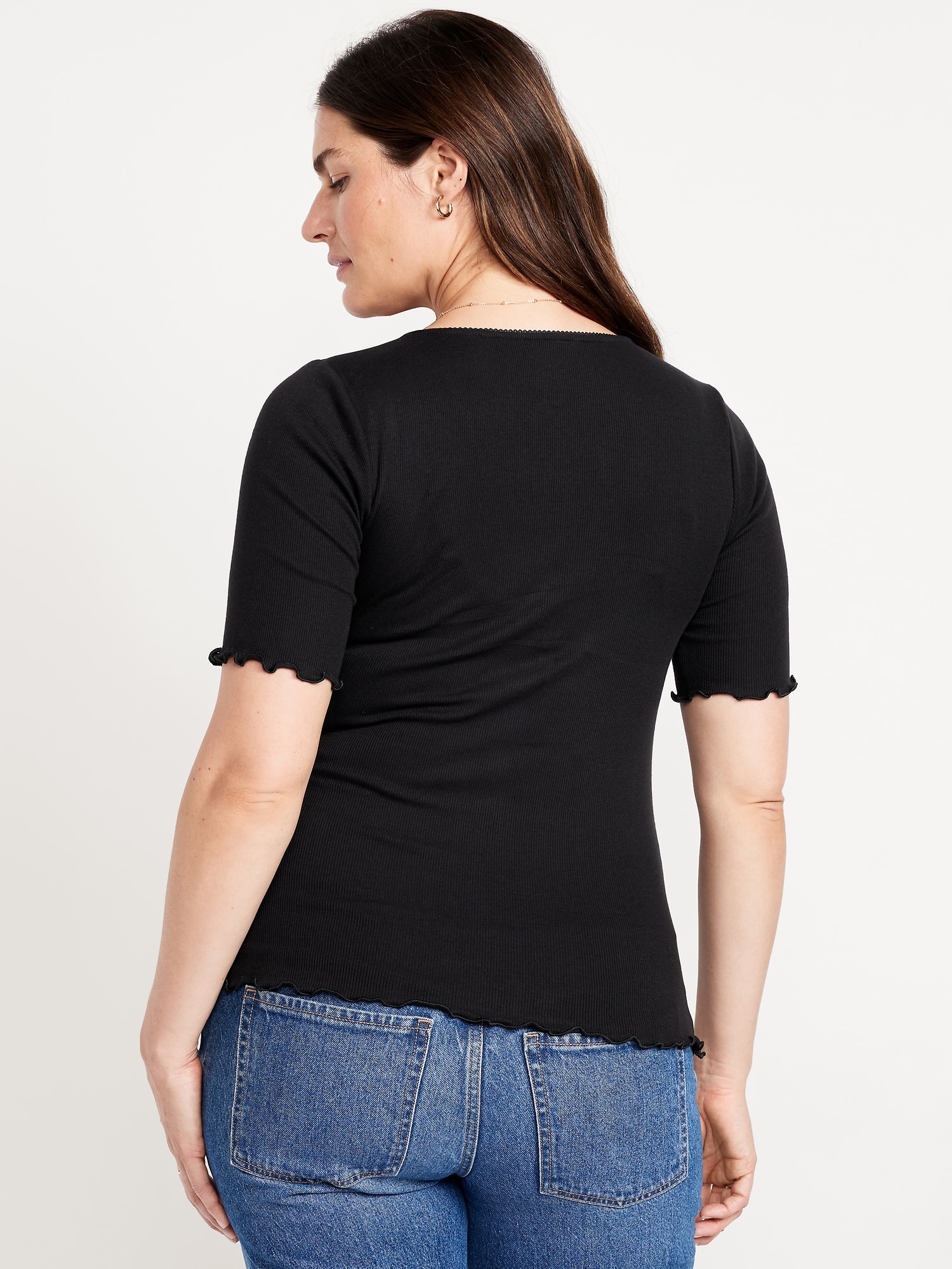 Maternity V-Neck Elbow-Sleeve Top