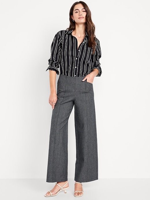 Image number 1 showing, High-Waisted Pull-On Pixie Wide-Leg Pants