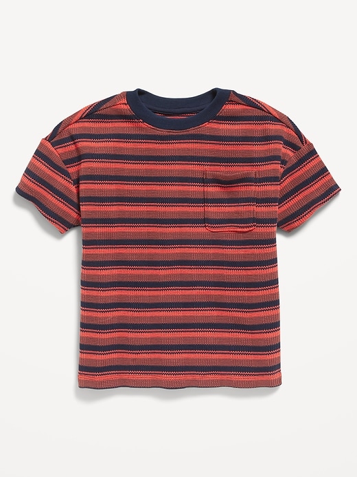 Image number 1 showing, Oversized Waffle-Knit Striped T-Shirt for Toddler Boys