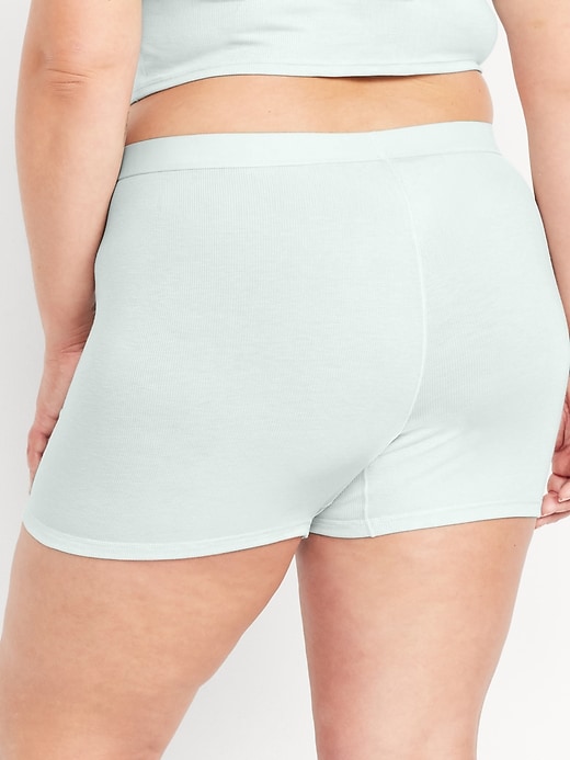 Image number 8 showing, High-Waisted Ribbed Boyshort Briefs -- 3-inch inseam