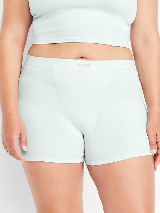 Image number 7 showing, High-Waisted Ribbed Boyshort Briefs -- 3-inch inseam
