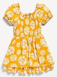 Image number 3 showing, Printed Puff-Sleeve Smocked Dress for Girls