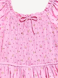 Image number 4 showing, Printed Puff-Sleeve Smocked Dress for Girls
