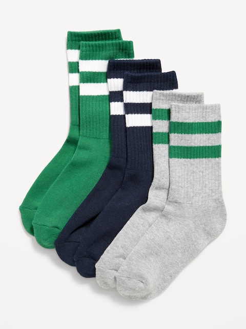 Striped Tube Socks 3-Pack for Boys - Green Stripe