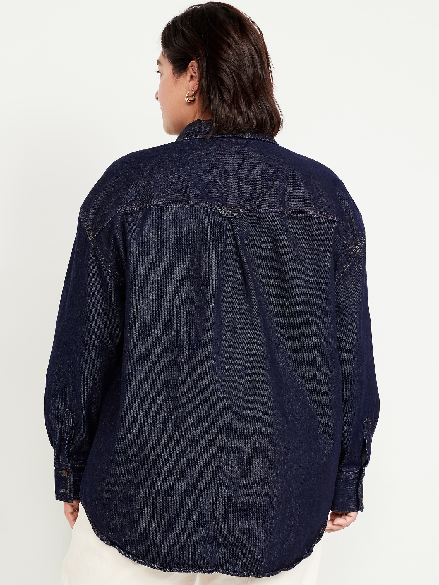 Oversized Boyfriend Button-Down Jean Shirt