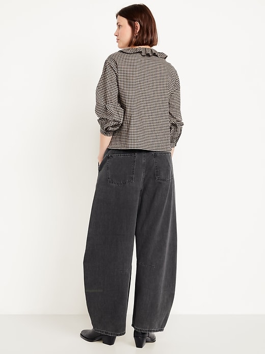 Image number 3 showing, High-Waisted Pull-On Barrel Jeans