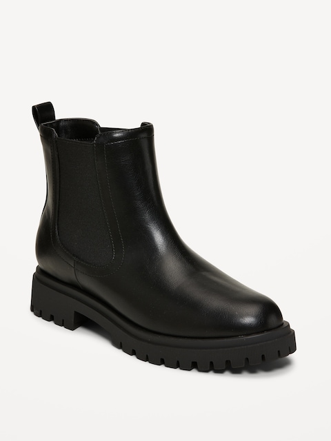 Chelsea Boots for Women - Black Faux Leather