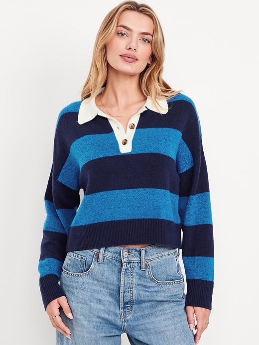 Image number 1 showing, SoSoft Crop Polo Sweater