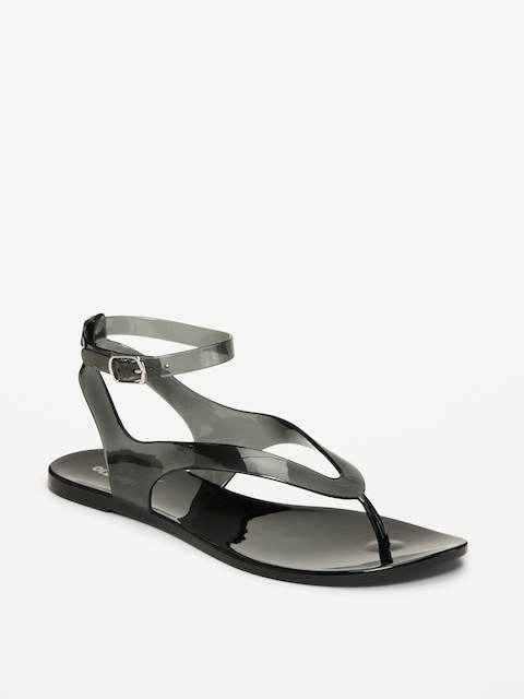 Flip-Flop Jelly Sandals for Women - True Black
