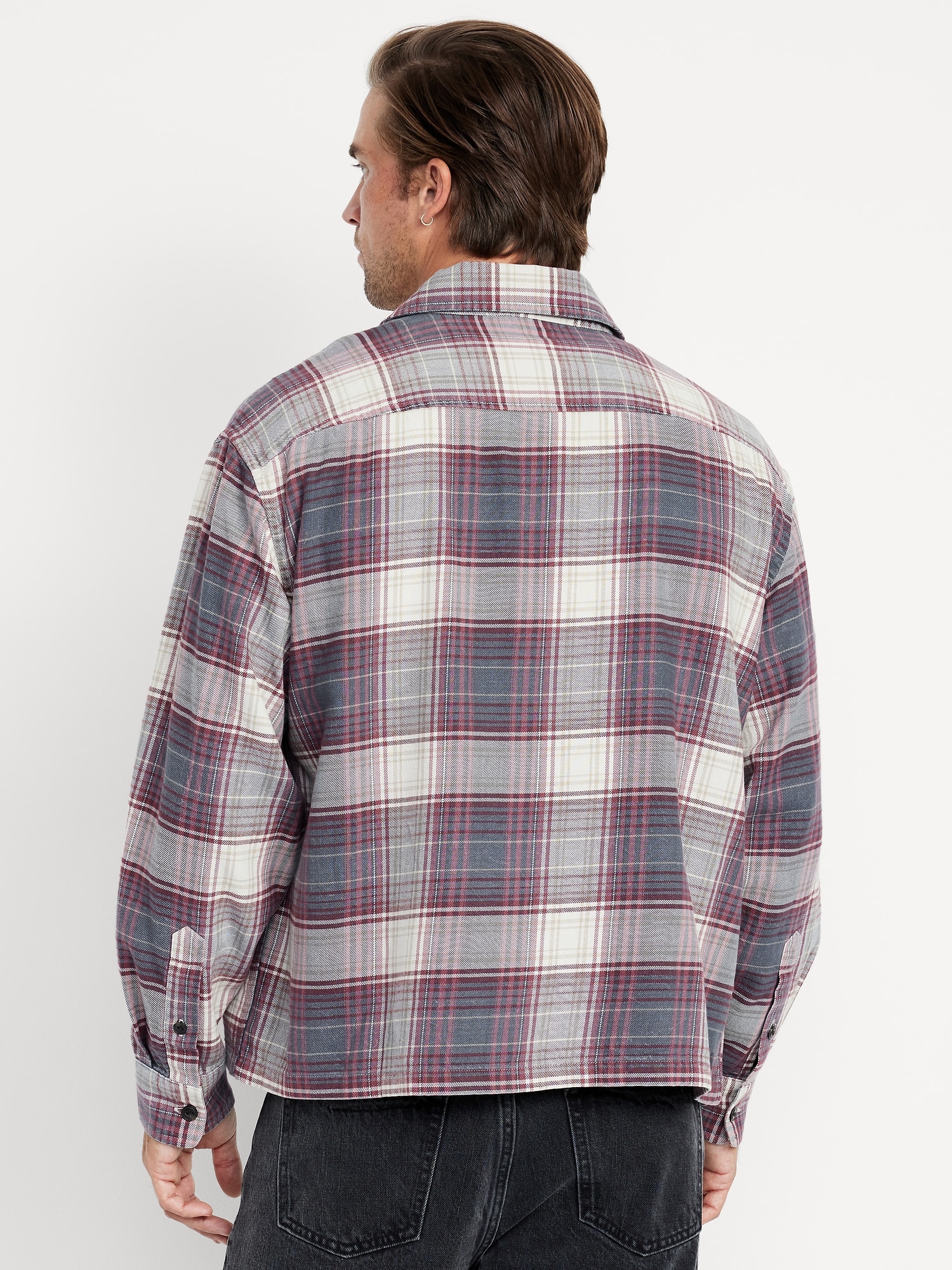 Cropped Plaid Flannel Shirt