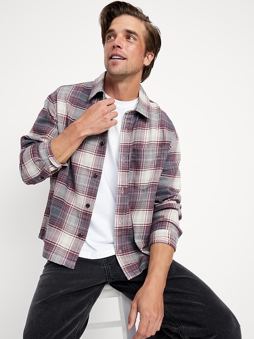 Image number 3 showing, Cropped Plaid Flannel Shirt