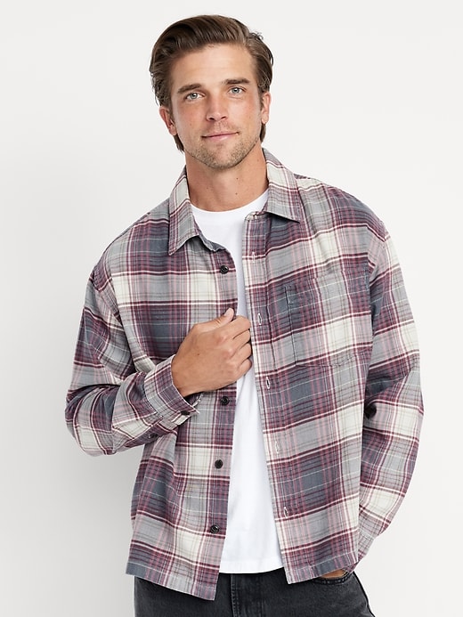 Image number 1 showing, Cropped Plaid Flannel Shirt